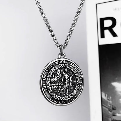 Stainless Steel Knight Shield Necklace | Faith & Armor