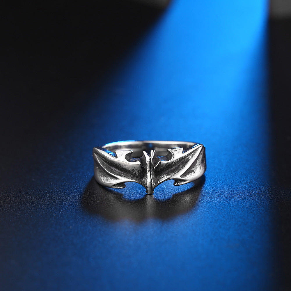 Stainless Steel Bat-Shaped Ring