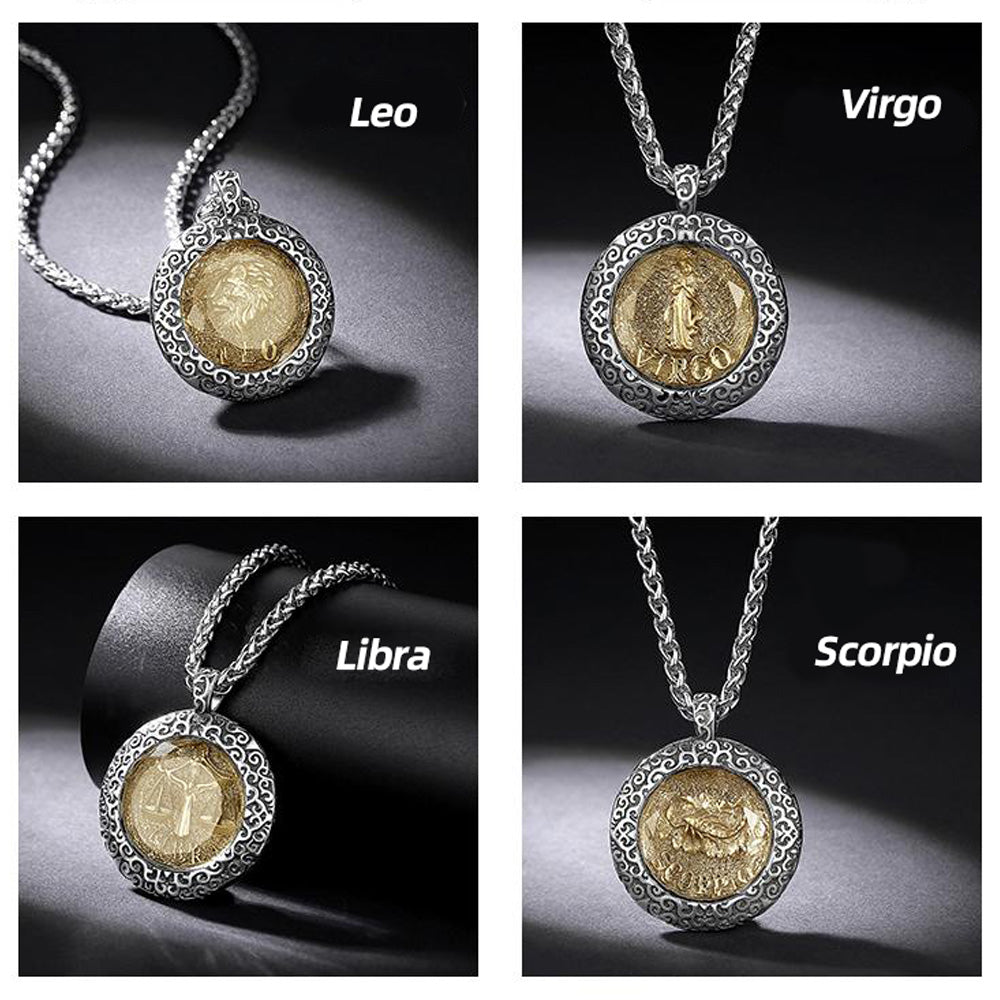 12 Zodiac Signs Stainless Steel Necklace