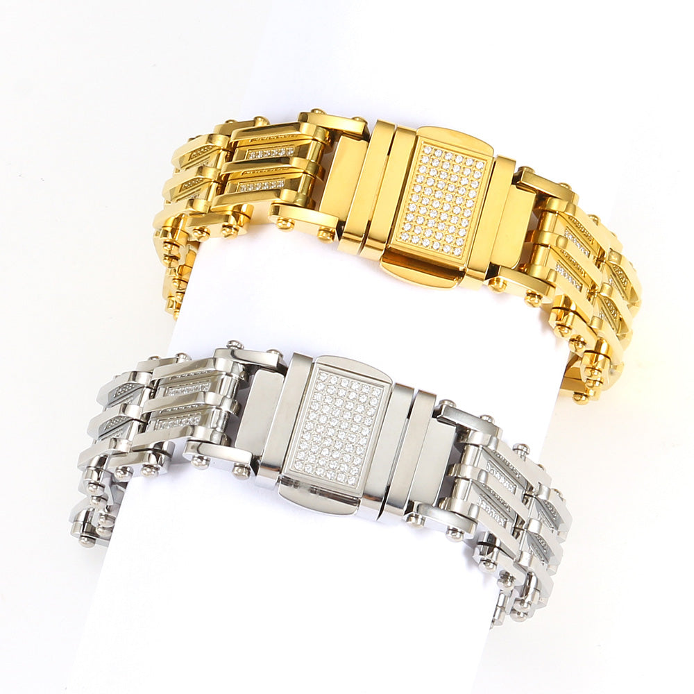Stainless Steel Watch - Strap Bracelet | Crystal Inlay Lights Up Wrist Shine
