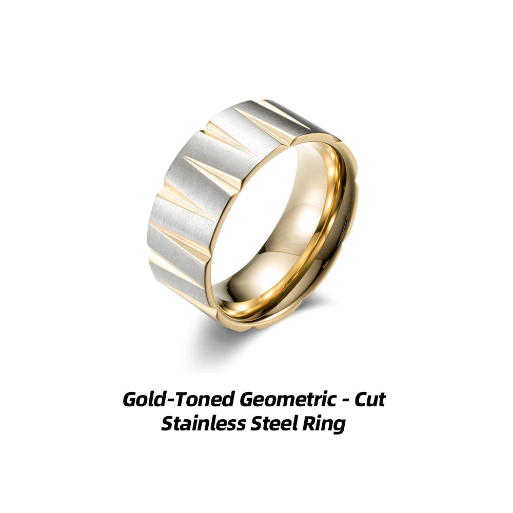 Iridescent Geometric - Cut Stainless Steel Ring
