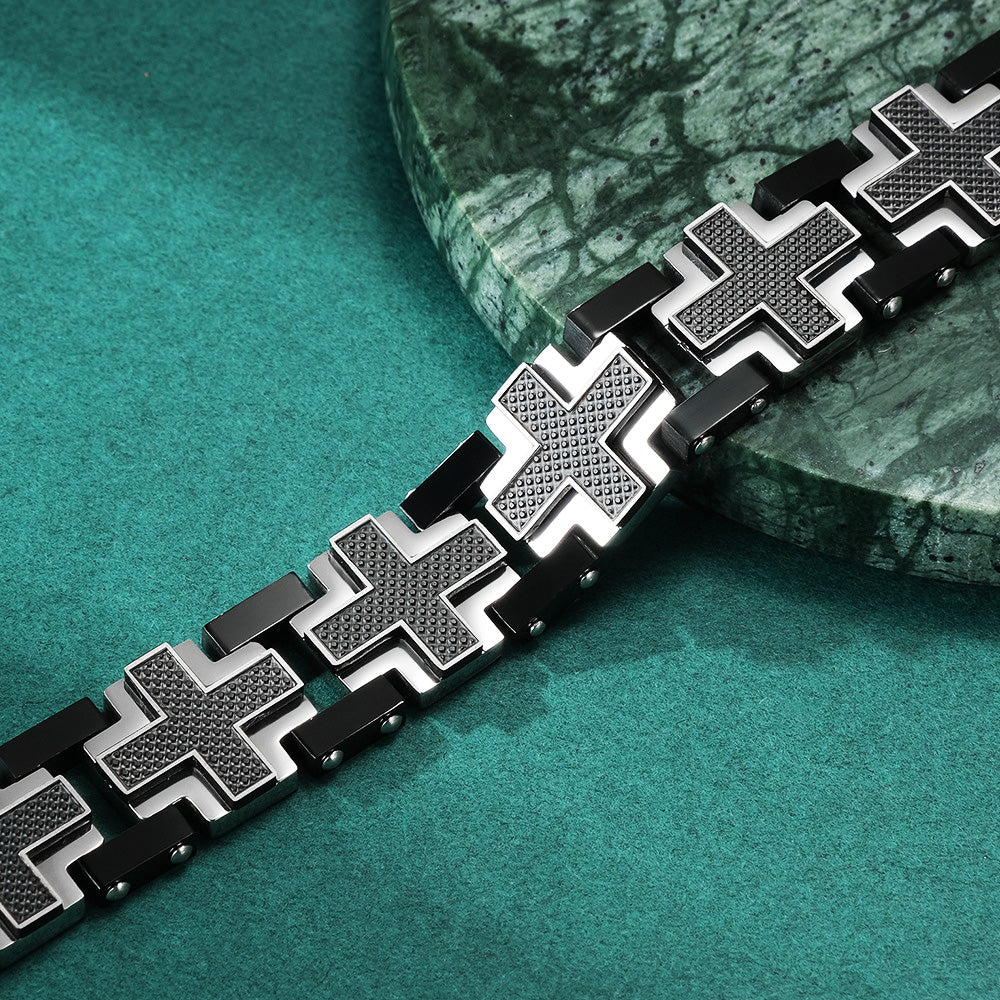 Stainless Steel Cross Bracelet | Interweaving Coolness, Forging Style
