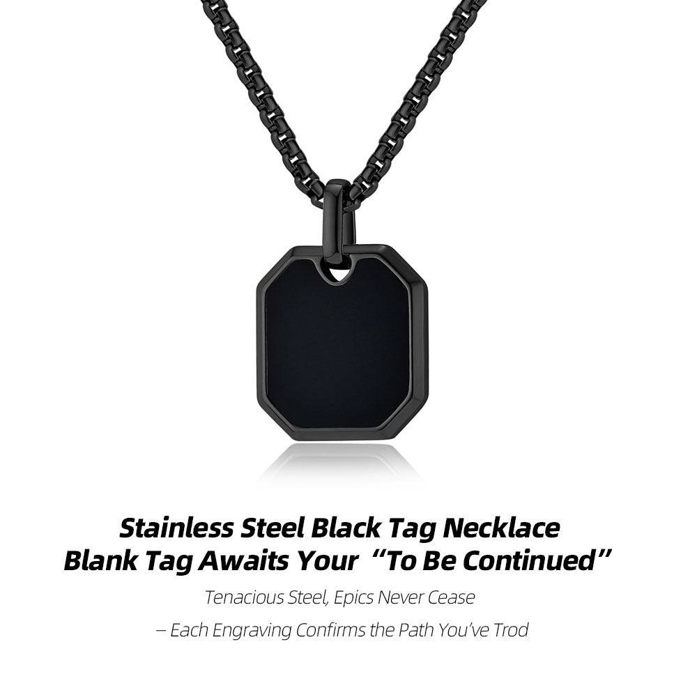 Stainless Steel Black Tag Necklace | One Necklace, Cure “Outfit Indecision”