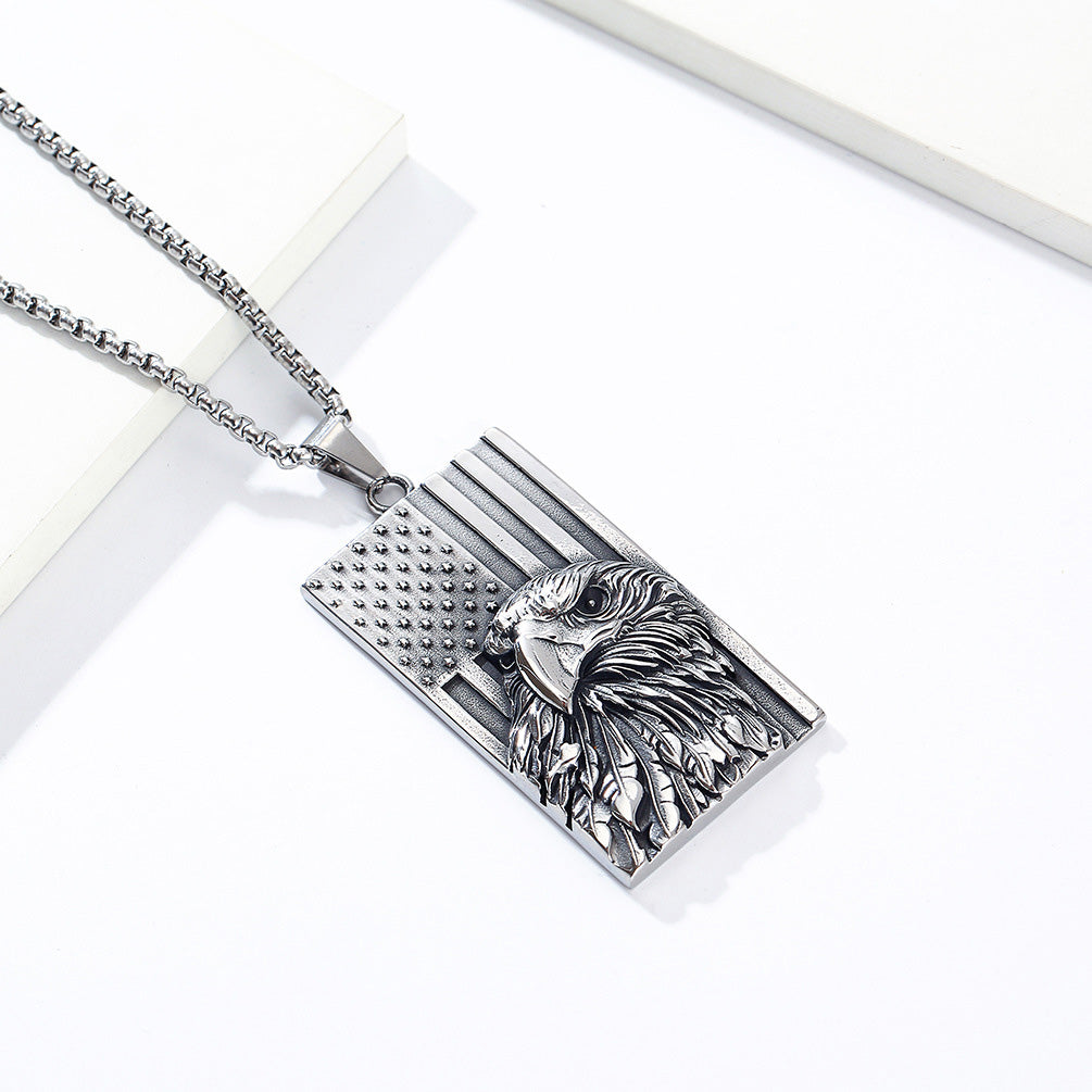 Stainless Steel Eagle Flag Necklace | Remember the Glorious Moments
