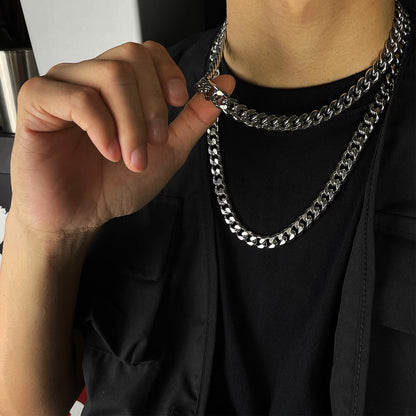 Stainless Steel Cuban Chain Necklace with Bold Design