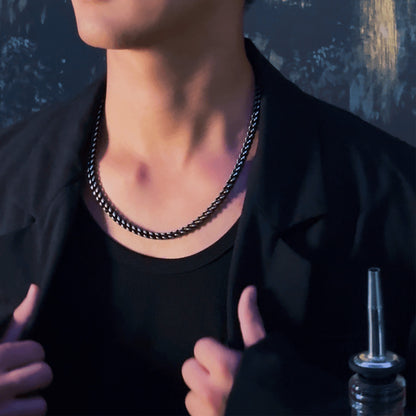 Vintage Silver Stainless Steel Curb Chain Necklace