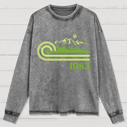 Retro Vintage Mysterious Forest Washed Long Sleeve Tee
