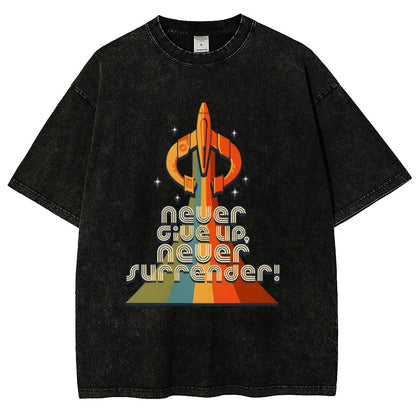 Retro Quest Never give up, never surrender! Vintage Distressed T-shirt