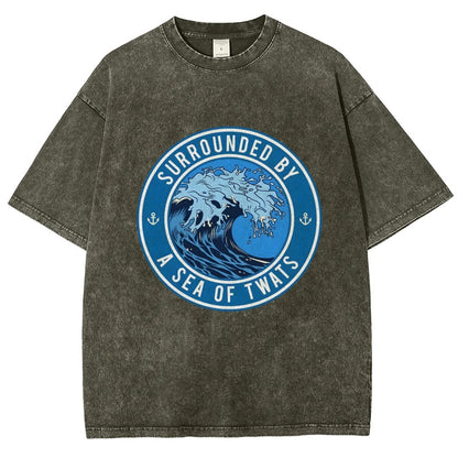 Surrounded By A Sea Of Twats Vintage Distressed T-shirt