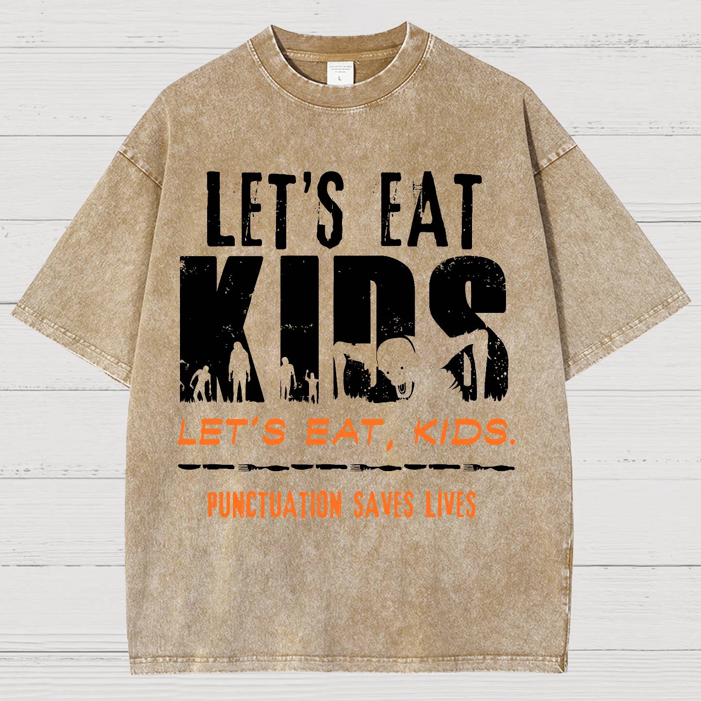 Let’s Eat Kids - Punctuation Saves Lives Vintage Distressed T-shirt