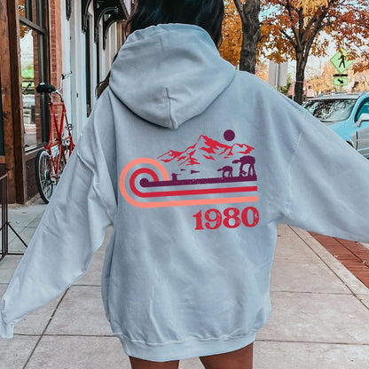 Retro Vintage Base Printed Back Unisex Cotton Hoodie