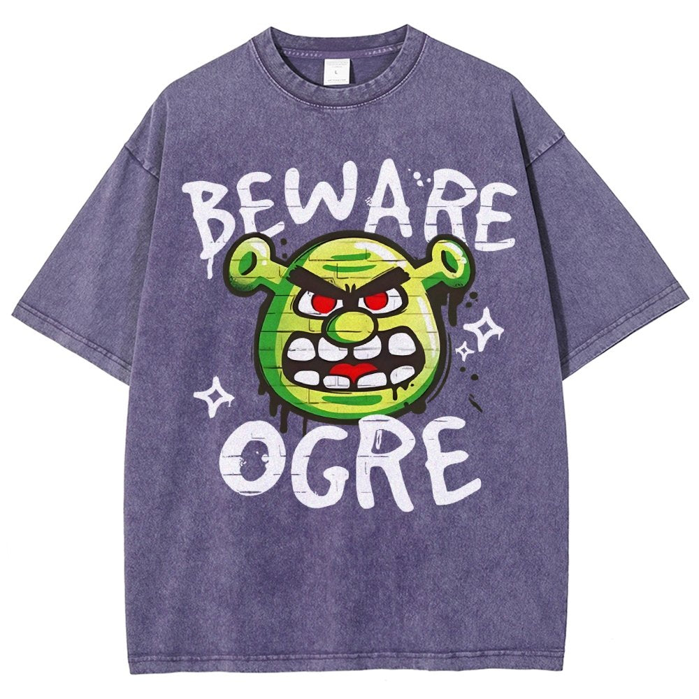 Beware Ogre Graffiti Vintage Distressed T-shirt