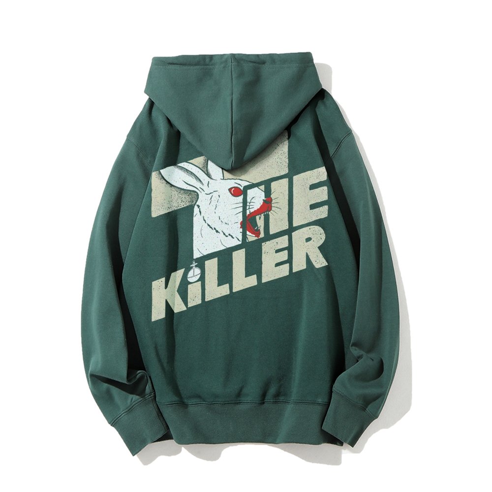 Mysterious Rabbit Printed Back Unisex Cotton Hoodie