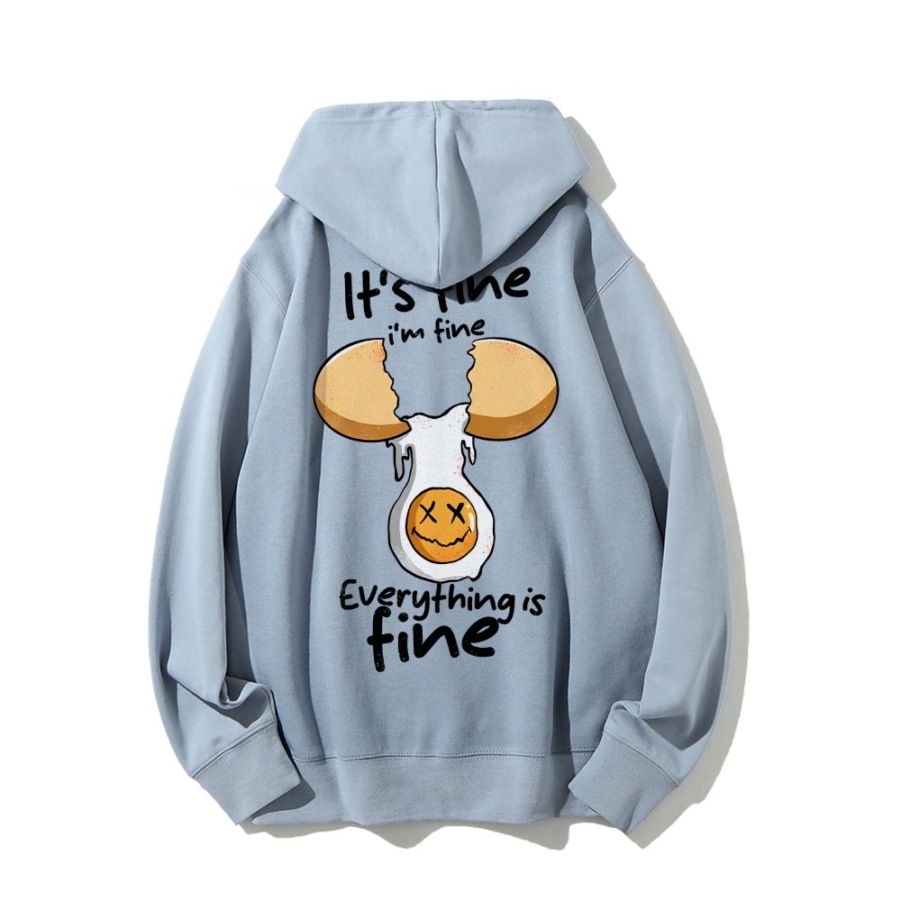 Everything is fine Printed Back Unisex Cotton Hoodie