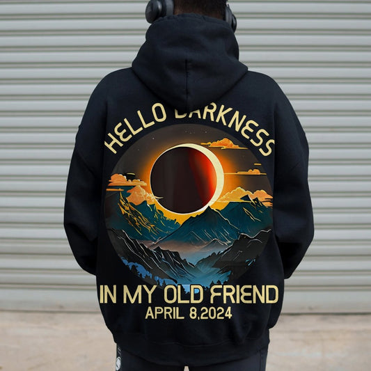 Hello Darkness My Old Friend Nerdy Graphic Geek Printed Back Cotton Hoodie