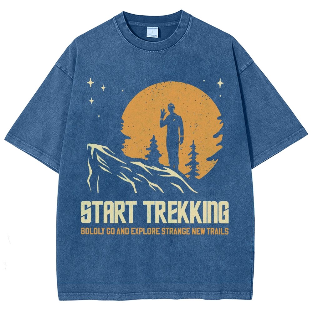 Start Trekking Boldly Go And Explore Uncharted New Trails Vintage Distressed T-shirt