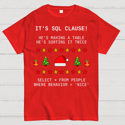 SQL Clause Christmas Coding Present Classic Geek T-Shirt