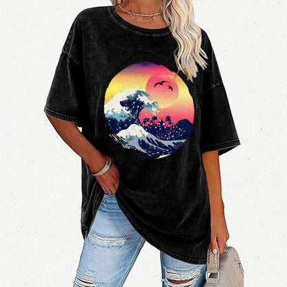 The Great Waves Vintage Distressed T-shirt