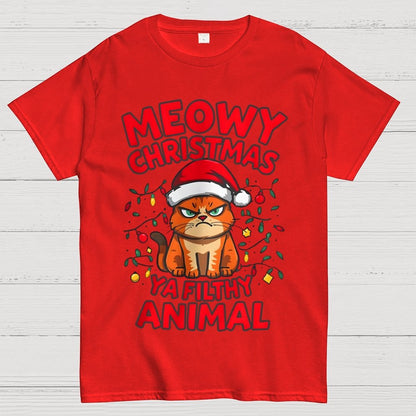 Meowy Christmas Ya Filthy Animal Cat Geek T-Shirt