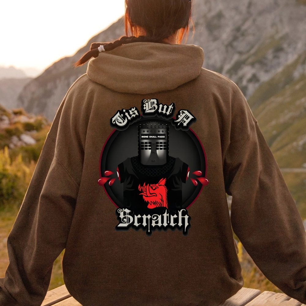 None Shall Pass - Tis But A Scratch Printed Back Unisex Cotton Hoodie