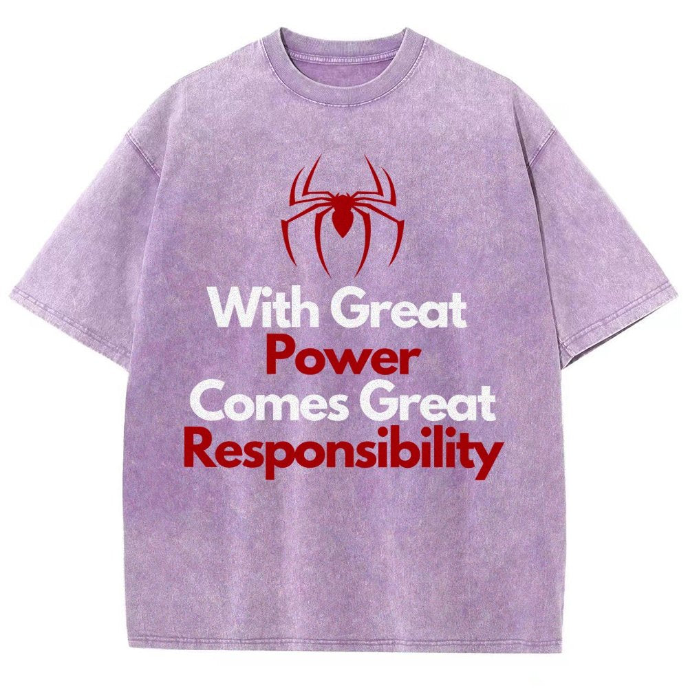 With Great Power Comes Great Responsibility Vintage Distressed T-shirt