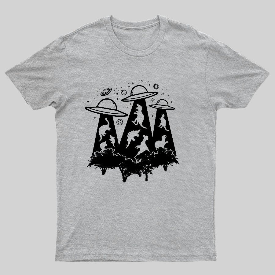 Dinosaur Alien Abduction Unisex Adult Geeky T-Shirt
