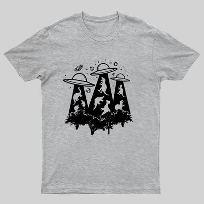 Dinosaur Alien Abduction Unisex Adult Geeky T-Shirt