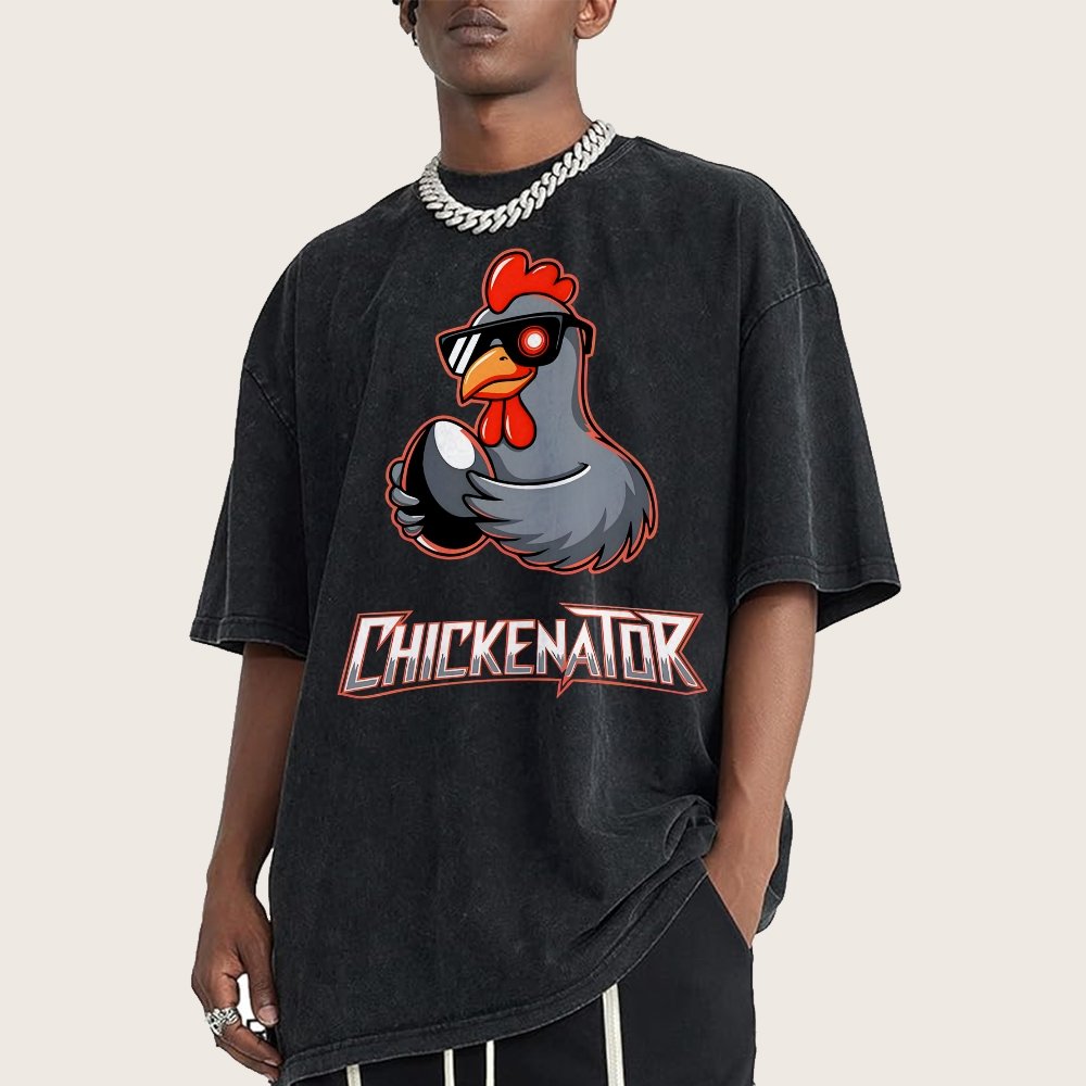 Chickenator The Future Chicken Vintage Distressed T-shirt
