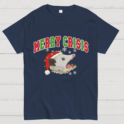 Merry Crisis Opossum Funny Christmas Geek T-Shirt