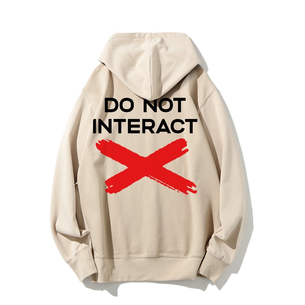 Do Not Interact Printed Back Unisex Cotton Hoodie