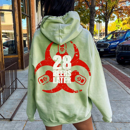 28 beers later Printed Back Unisex Cotton Hoodie