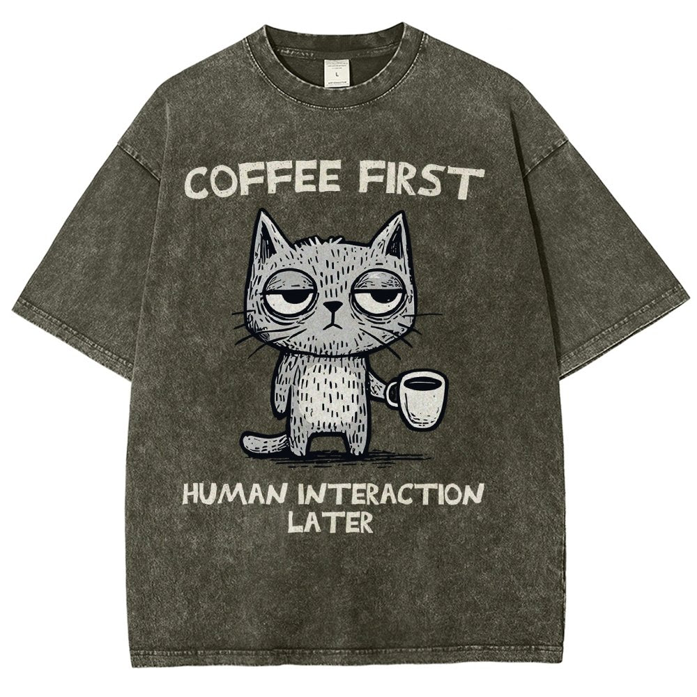 Coffee Firtst Vintage Distressed T-shirt