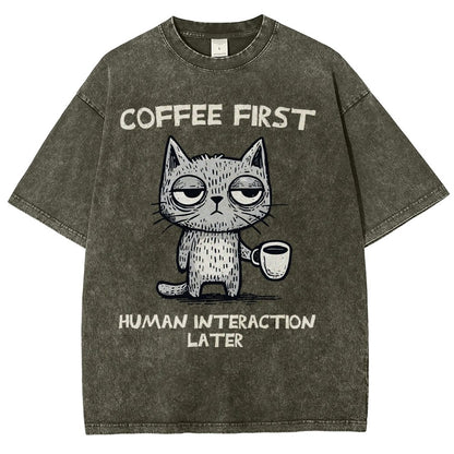 Coffee Firtst Vintage Distressed T-shirt