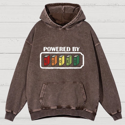 Powered by Books Vintage Distressed Hoodie