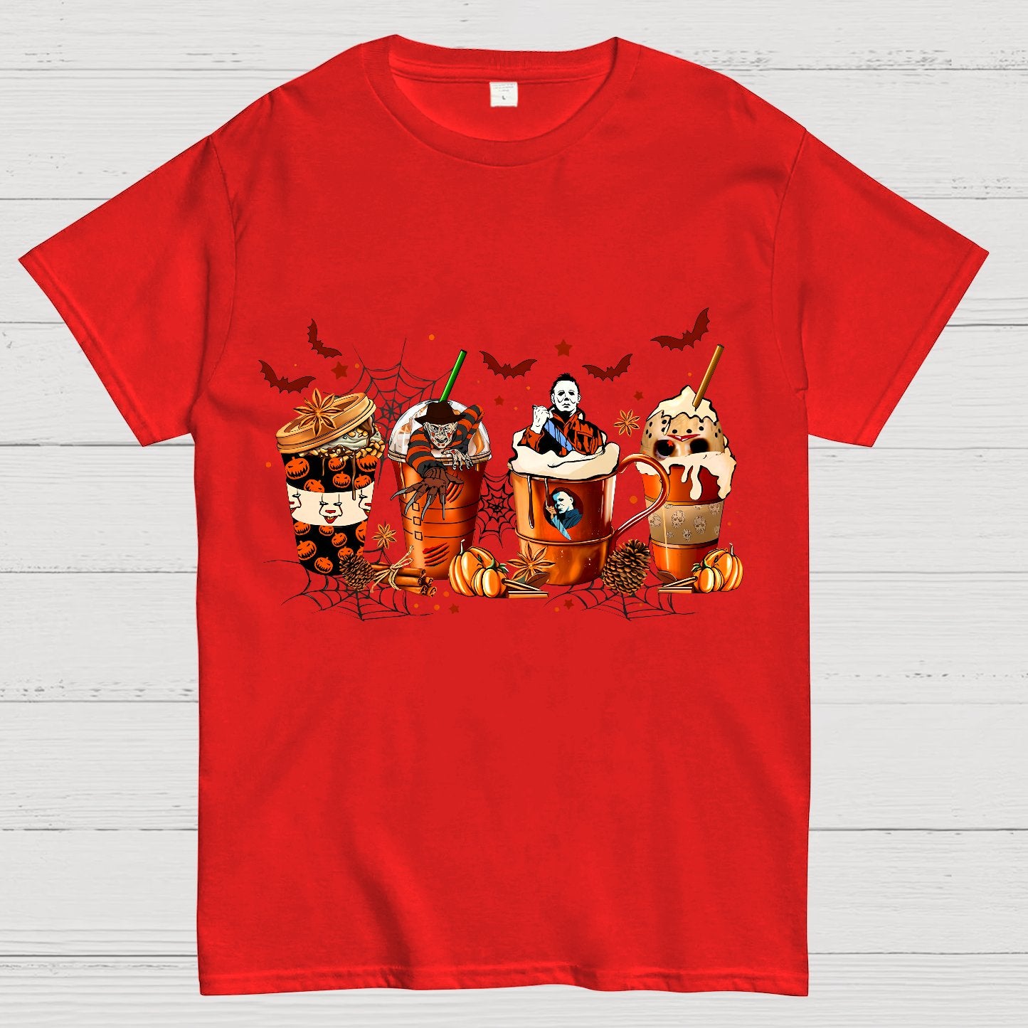 Skeleton Coffee Cups Halloween Geeky T-Shirt