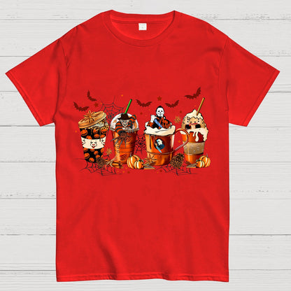 Skeleton Coffee Cups Halloween Geeky T-Shirt
