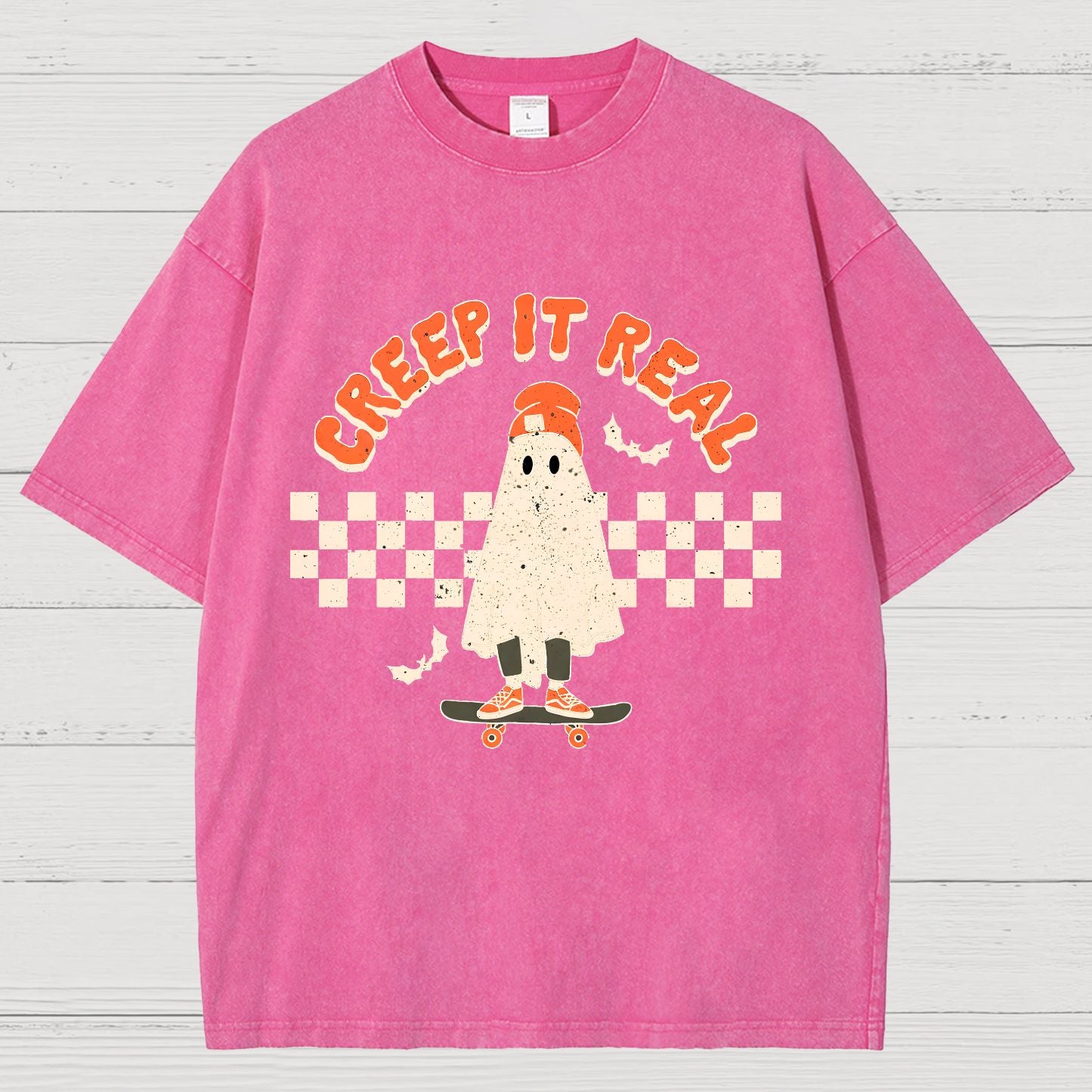 Creep it Real Vintage Ghost Halloween Vintage Distressed T-shirt