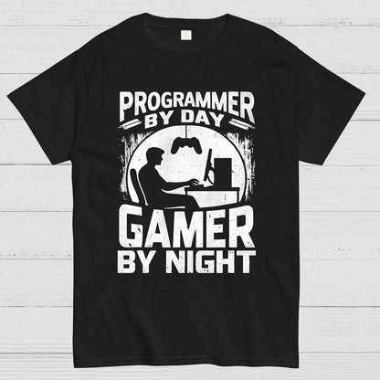 Programmer By Day Gamer By Night Computer Programming T-Shirt