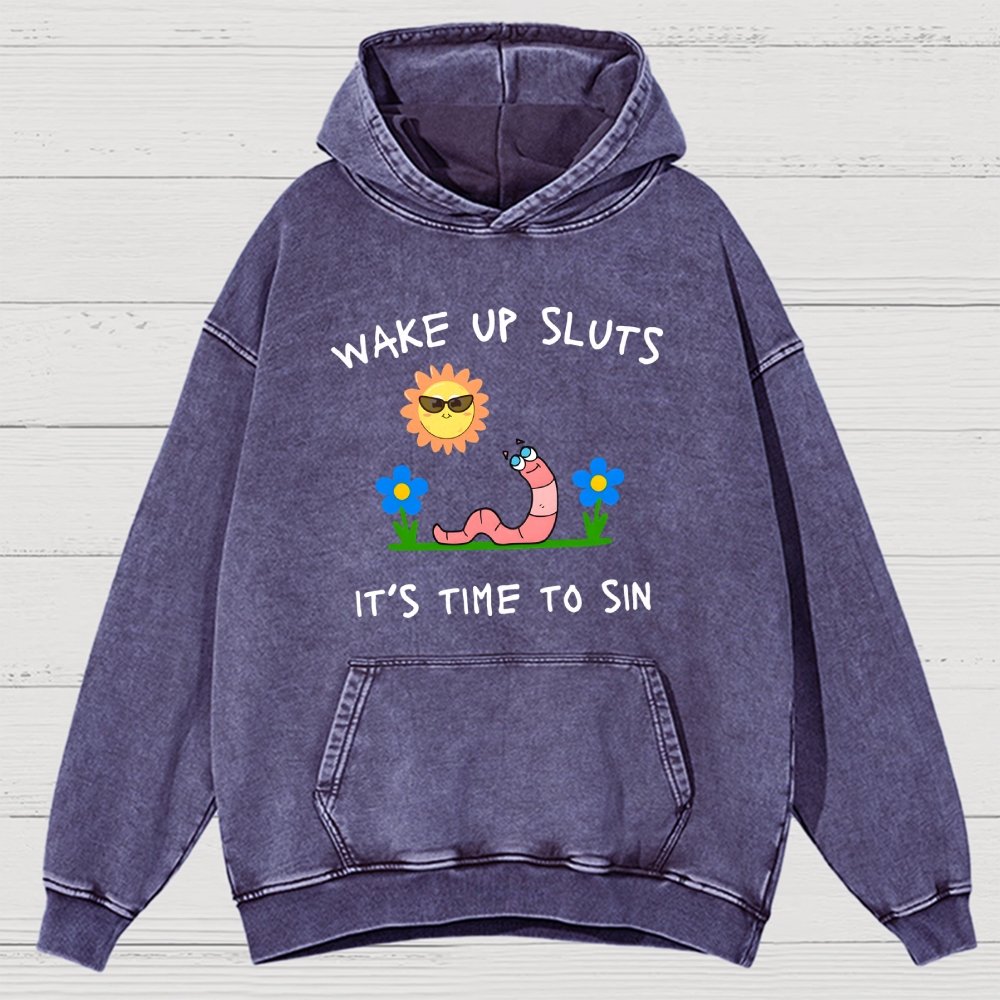 Wake Up Sluts Vintage Distressed Hoodie