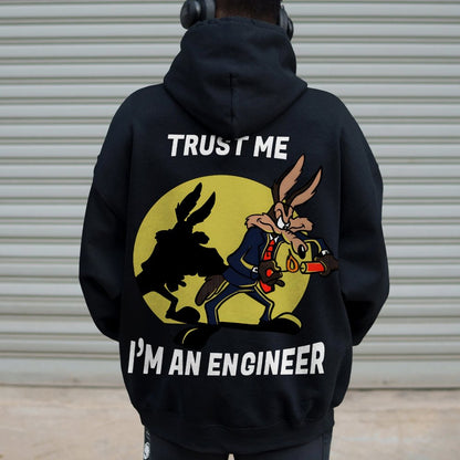 Trust Me I'm An Engineer Printed Back Cotton Hoodie