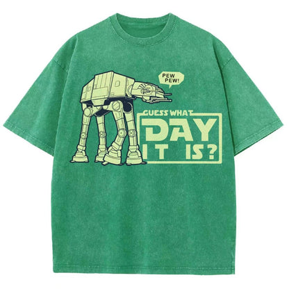 Pew Pew！Guess What Day It Is？ Vintage Distressed T-shirt