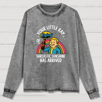Your Little Ray of Sarcastic Sunshine Has Arrived Washed Long Sleeve Tee