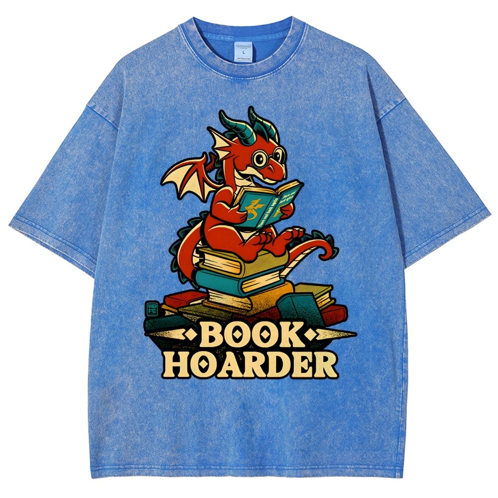 Book Hoarder Dragon Vintage Distressed T-shirt