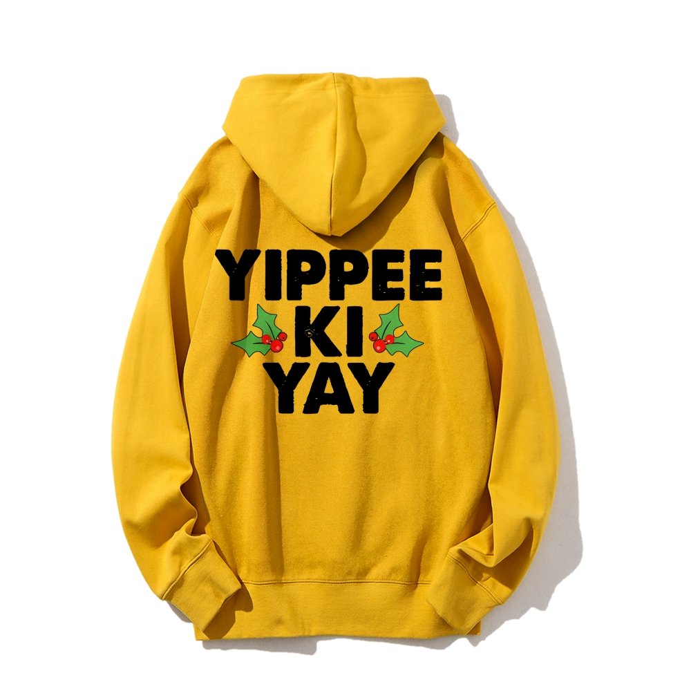 Yippee-Ki-Yay Printed Back Unisex Cotton Hoodie