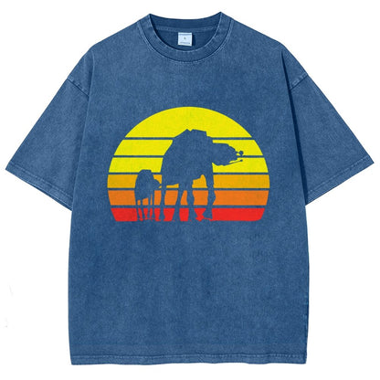 Sunset Stroll Mechanical Marvels Vintage Distressed T-shirt