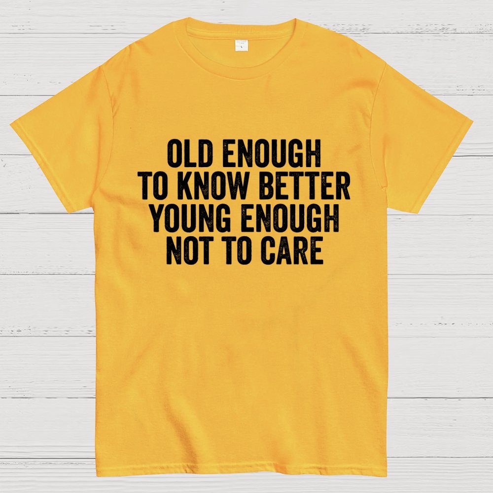 Old Enough To Know Better, Young Enough Not To Care Geek T-Shirt