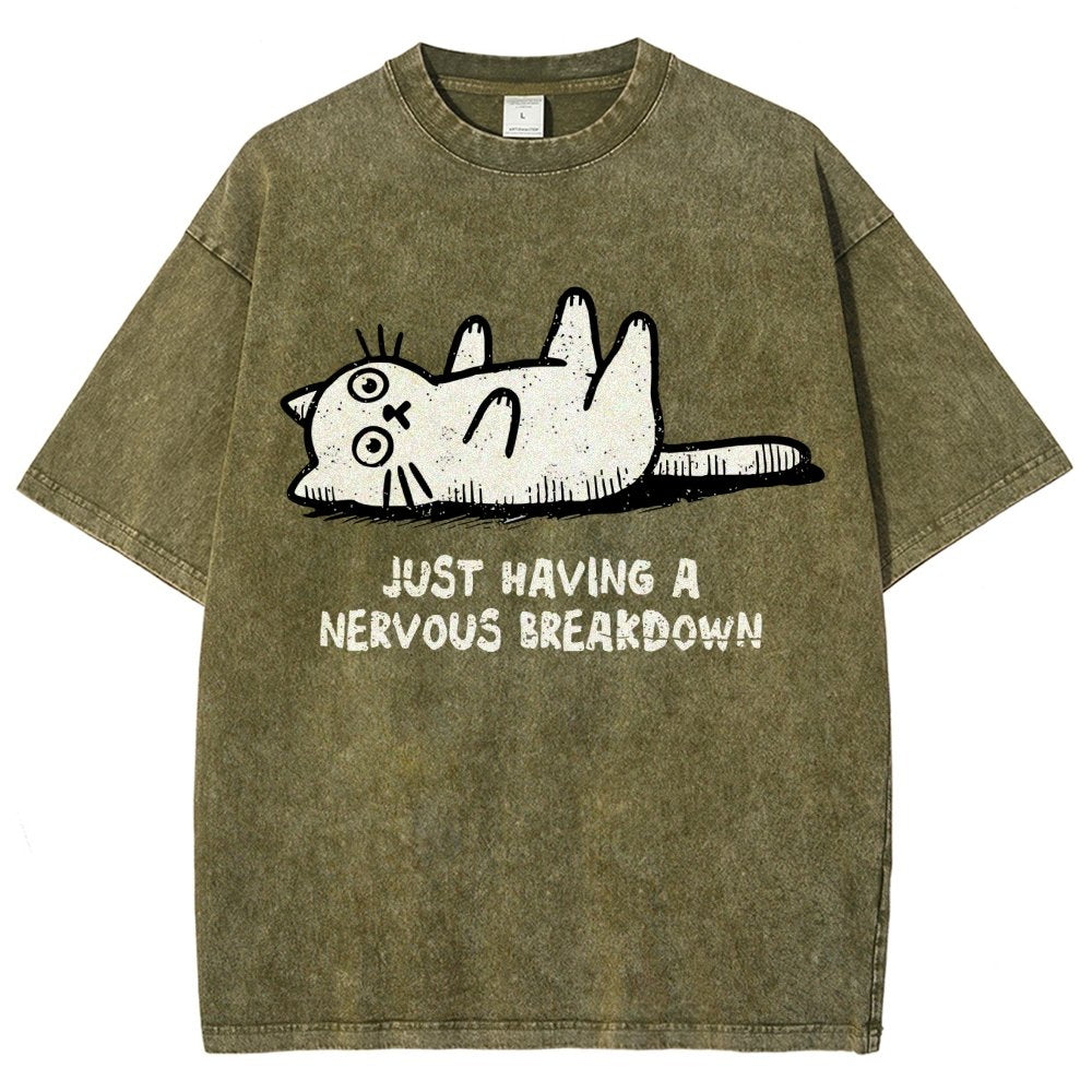 Nervous Breakdown Cat Vintage Distressed T-shirt