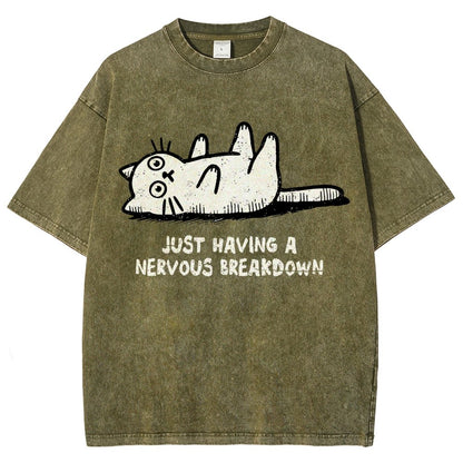 Nervous Breakdown Cat Vintage Distressed T-shirt