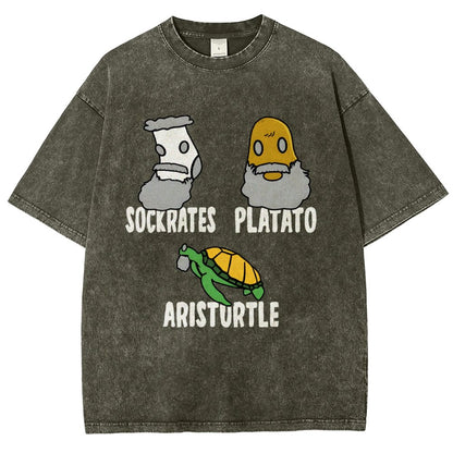 Sockrates Platato Aristurtle Vintage Distressed T-shirt