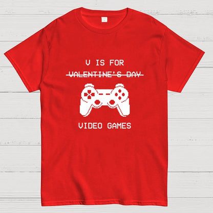 V Is For Video Games - Valentine's Day Geek T-Shirt